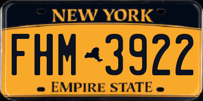 NY license plate FHM3922