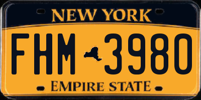NY license plate FHM3980