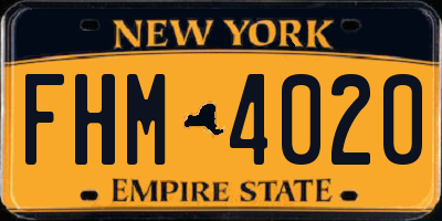NY license plate FHM4020