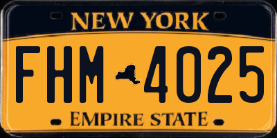 NY license plate FHM4025