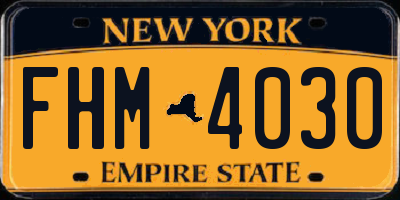 NY license plate FHM4030