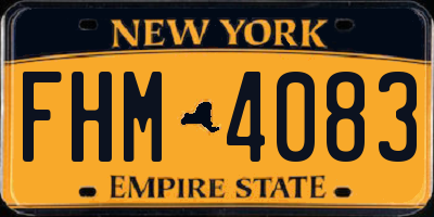 NY license plate FHM4083