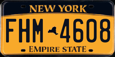 NY license plate FHM4608