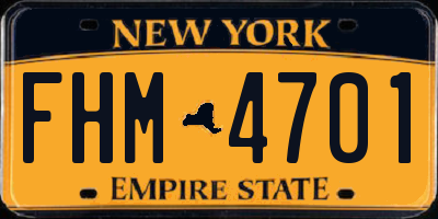 NY license plate FHM4701