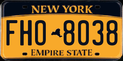 NY license plate FHO8038