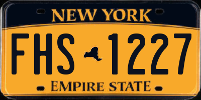 NY license plate FHS1227