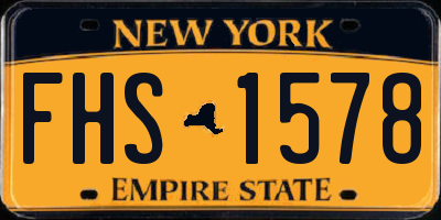 NY license plate FHS1578