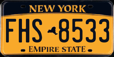 NY license plate FHS8533