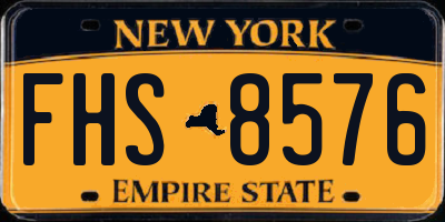 NY license plate FHS8576