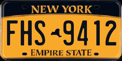 NY license plate FHS9412