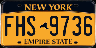 NY license plate FHS9736
