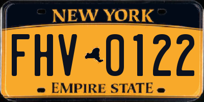 NY license plate FHV0122