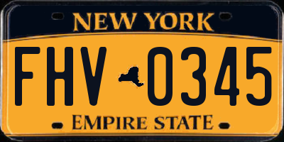 NY license plate FHV0345