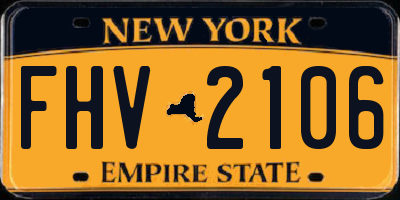NY license plate FHV2106