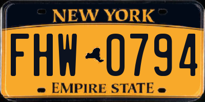 NY license plate FHW0794