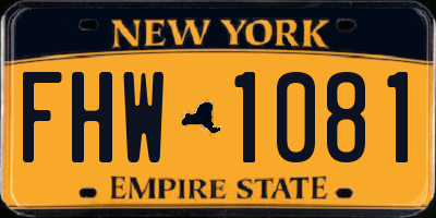 NY license plate FHW1081
