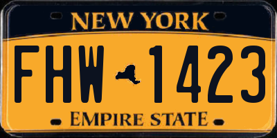 NY license plate FHW1423