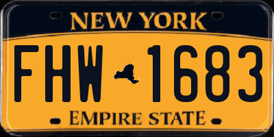 NY license plate FHW1683