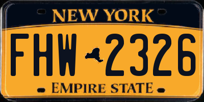NY license plate FHW2326