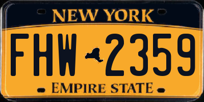 NY license plate FHW2359