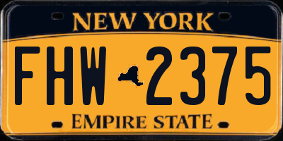 NY license plate FHW2375