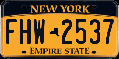 NY license plate FHW2537