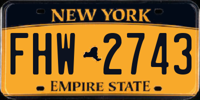 NY license plate FHW2743