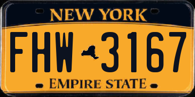 NY license plate FHW3167