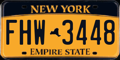 NY license plate FHW3448