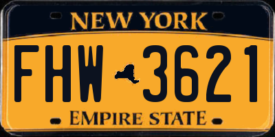 NY license plate FHW3621