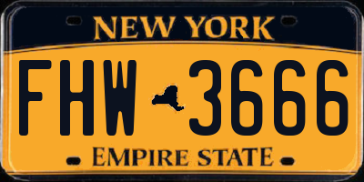 NY license plate FHW3666