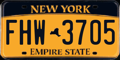 NY license plate FHW3705