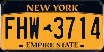 NY license plate FHW3714