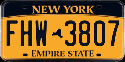 NY license plate FHW3807