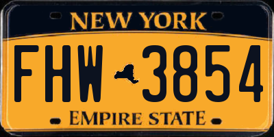 NY license plate FHW3854