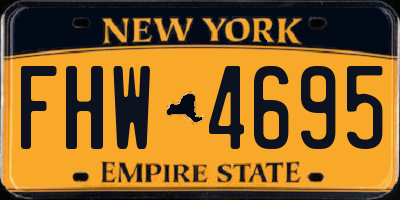 NY license plate FHW4695