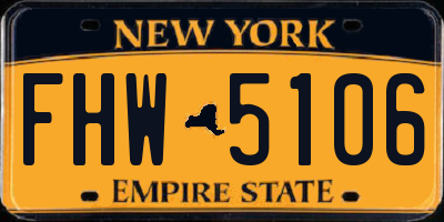 NY license plate FHW5106