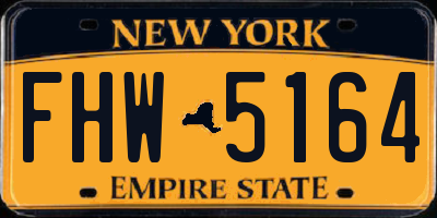 NY license plate FHW5164