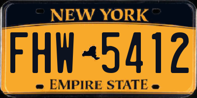 NY license plate FHW5412