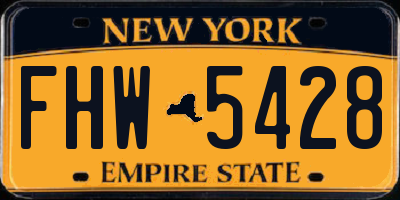 NY license plate FHW5428