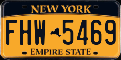 NY license plate FHW5469