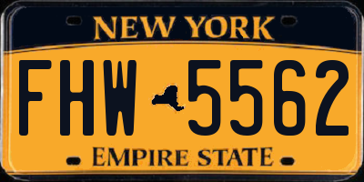 NY license plate FHW5562