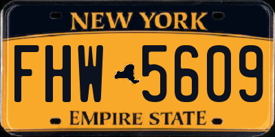 NY license plate FHW5609
