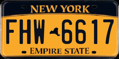 NY license plate FHW6617
