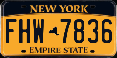 NY license plate FHW7836