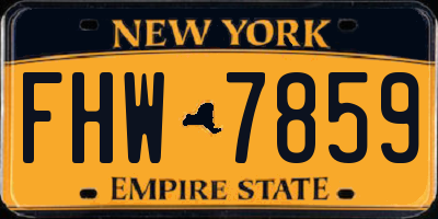 NY license plate FHW7859