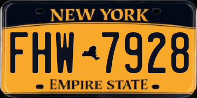 NY license plate FHW7928