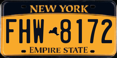 NY license plate FHW8172