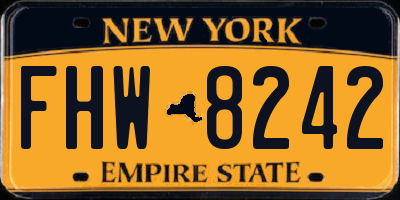 NY license plate FHW8242