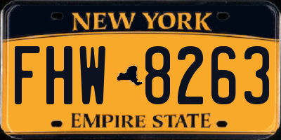 NY license plate FHW8263